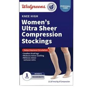 WALGREENS Knee High Ultra
Sheer Compression Stockings, Nude, 
X-Large, 1.0 pr